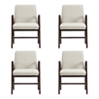 Stella Modern Wood Velvet Armchair in Cream - Set of 4