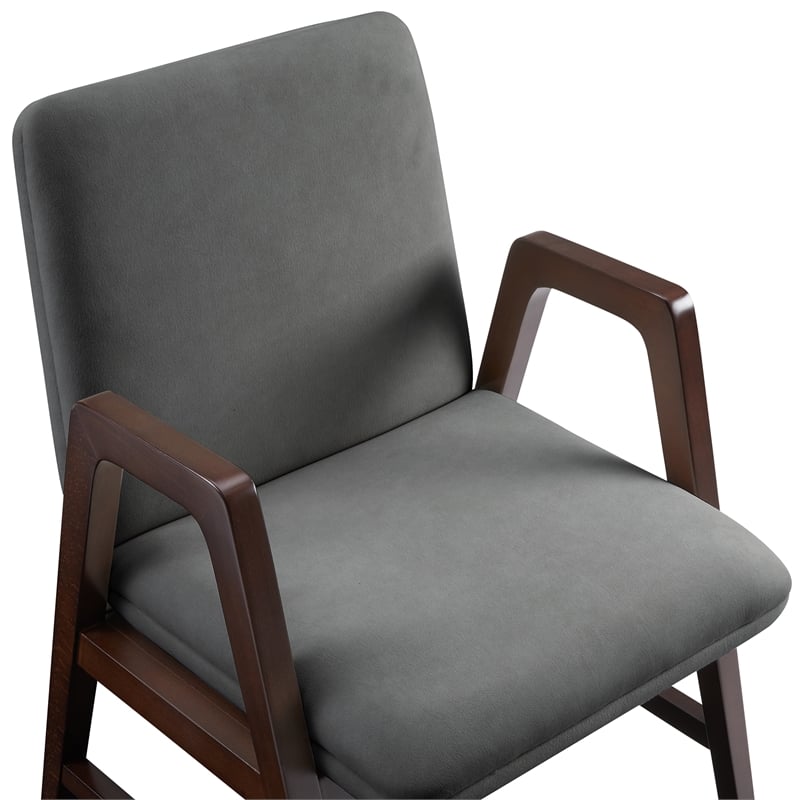 Stella Modern Wood Velvet Armchair in Graphite - Set of 4