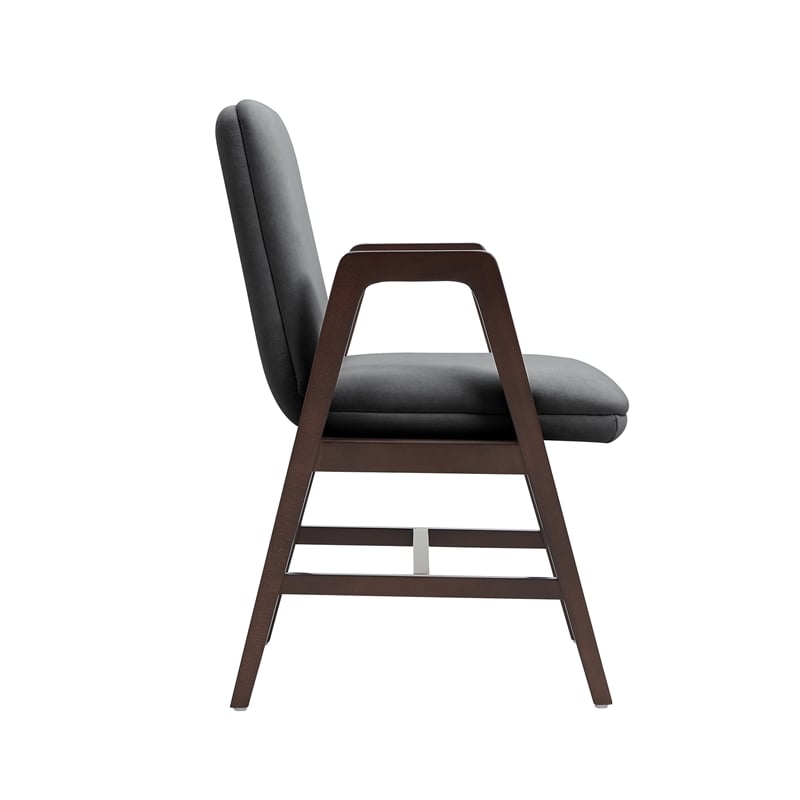 Stella Modern Wood Velvet Armchair in Graphite - Set of 4