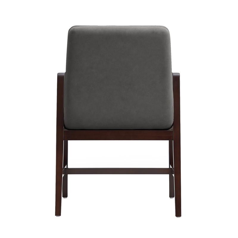 Stella Modern Wood Velvet Armchair in Graphite - Set of 4