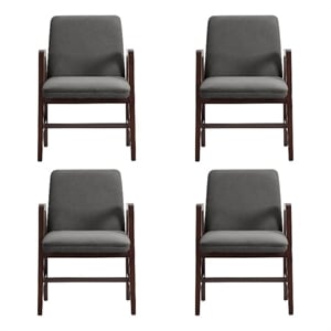 Stella Modern Wood Velvet Armchair in Graphite - Set of 4