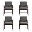 Stella Modern Wood Velvet Armchair in Graphite - Set of 4