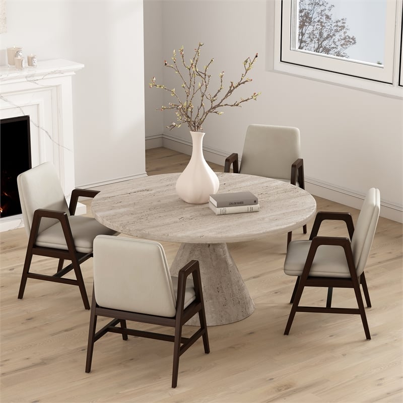 Stella Modern Wood Velvet Armchair in Champagne - Set of 4
