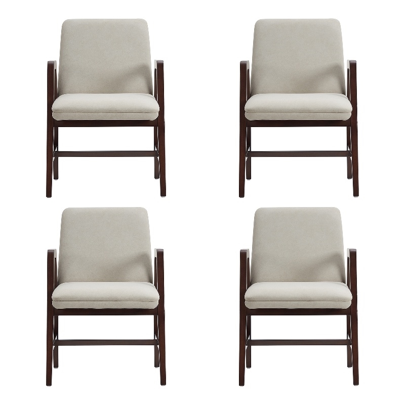 Stella Modern Wood Velvet Armchair in Champagne - Set of 4