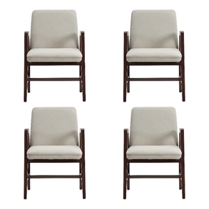 Stella Modern Wood Velvet Armchair in Champagne - Set of 4
