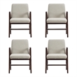 Stella Modern Wood Velvet Armchair in Champagne - Set of 4