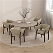 Blake Modern Wood Faux Mohair Armchair in Natural - Set of 4
