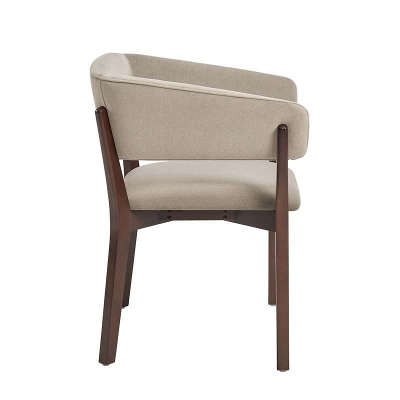Blake Modern Wood Faux Mohair Armchair in Natural - Set of 4