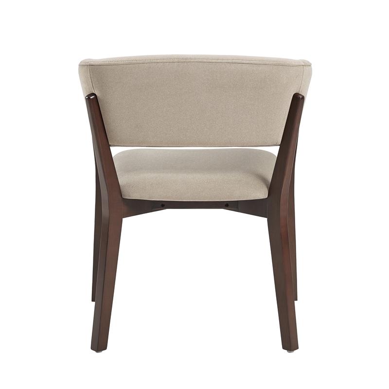 Blake Modern Wood Faux Mohair Armchair in Natural - Set of 4