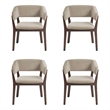 Blake Modern Wood Faux Mohair Armchair in Natural - Set of 4
