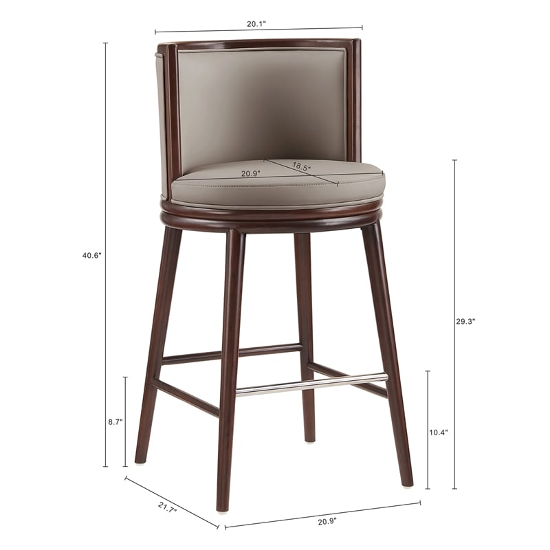 Evalyn Modern Wood Upholstered Barstool in Taupe