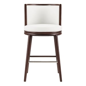 Evalyn Modern Wood Upholstered Barstool in White