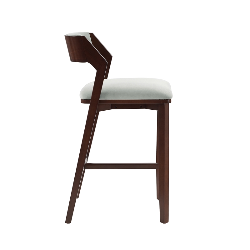 Patricia Modern Wood Upholstered Barstool in White Glacier