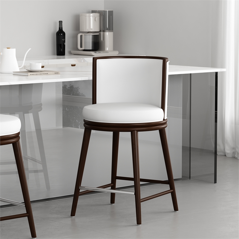 Evalyn Modern Wood Upholstered Counter Stool in White
