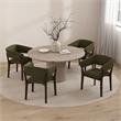 Blake Modern Wood Faux Mohair Armchair in Green - Set of 4