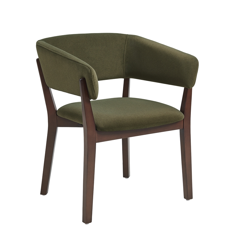 Blake Modern Wood Faux Mohair Armchair in Green - Set of 4