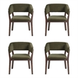 Blake Modern Wood Faux Mohair Armchair in Green - Set of 4