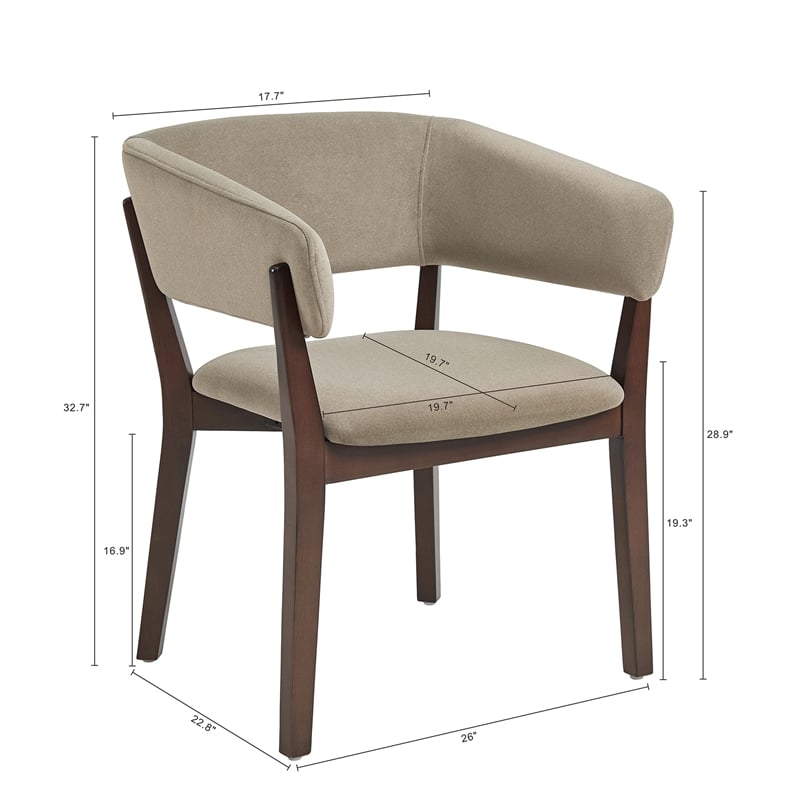 Blake Modern Wood Faux Mohair Armchair in Linen - Set of 4