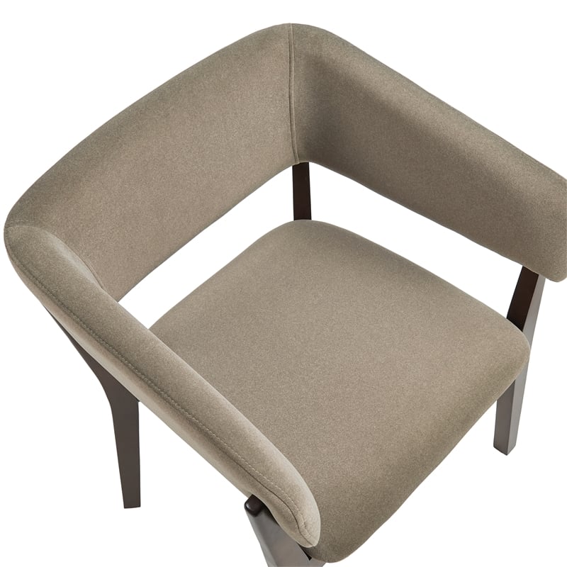 Blake Modern Wood Faux Mohair Armchair in Linen - Set of 4