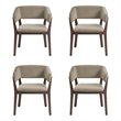Blake Modern Wood Faux Mohair Armchair in Linen - Set of 4