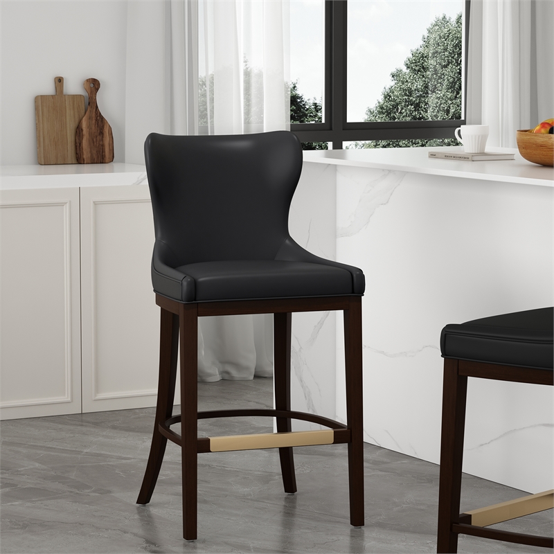 Blair Modern Wood Upholstered Barstool in Black