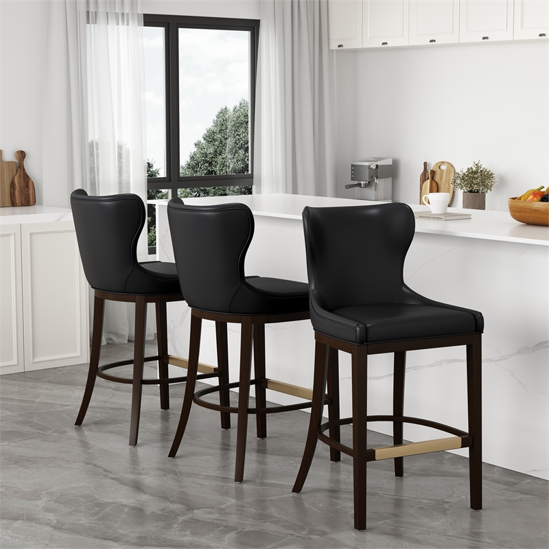 Blair Modern Wood Upholstered Barstool in Black