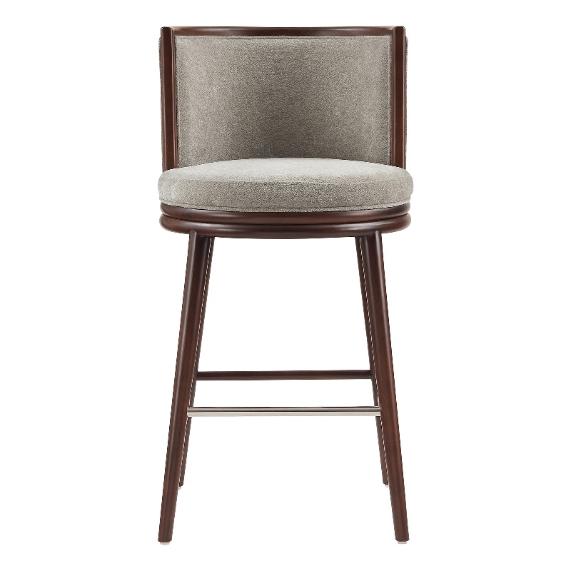 Evalyn Modern Wood Upholstered Barstool in Dove