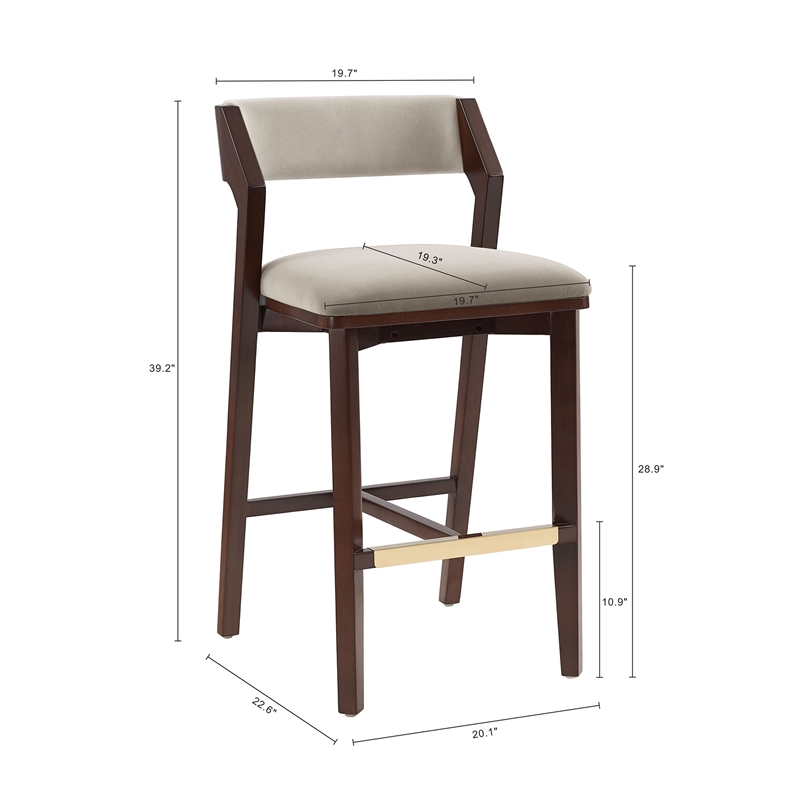 Patricia Modern Wood Upholstered Barstool in Linen