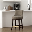 Lucia Modern Wood Chenille Counter Stool in Taupe