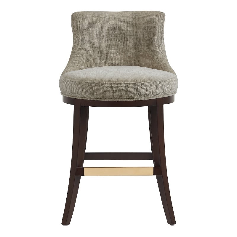 Lucia Modern Wood Chenille Counter Stool in Taupe