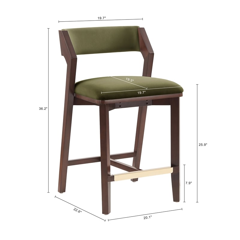 Patricia Modern Wood Upholstered Counter Stool in Turtle Green