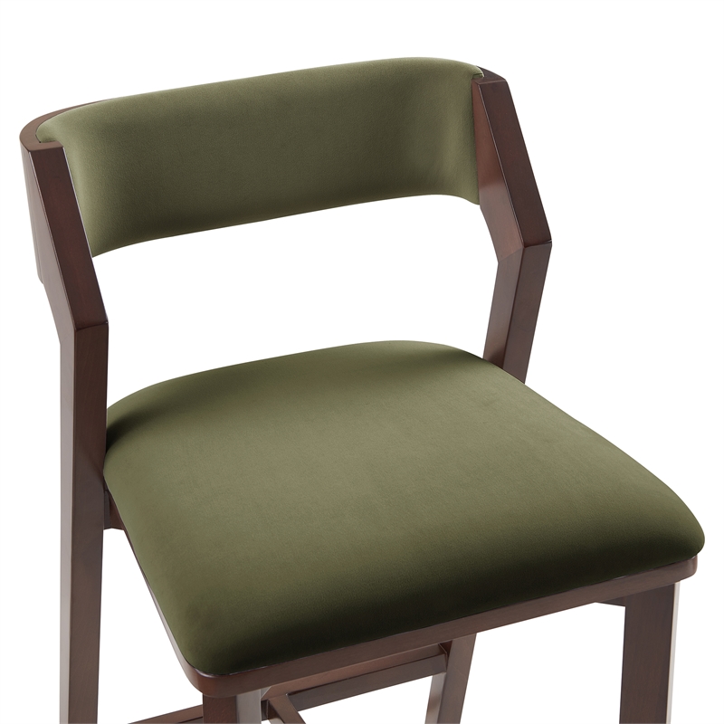 Patricia Modern Wood Upholstered Counter Stool in Turtle Green