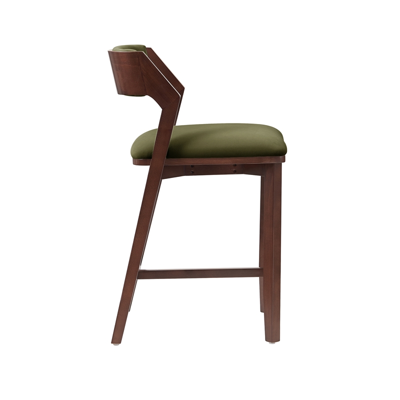 Patricia Modern Wood Upholstered Counter Stool in Turtle Green