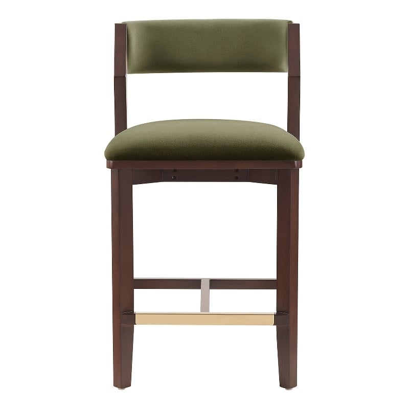 Patricia Modern Wood Upholstered Counter Stool in Turtle Green