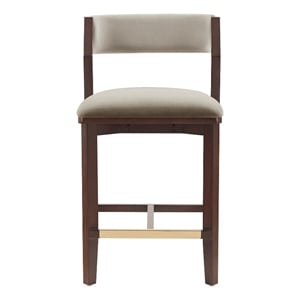 Patricia Modern Wood Upholstered Counter Stool in Linen