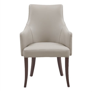 Connie Modern Wood Vegan Leather and Velvet Armchair in Light Gray