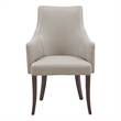Connie Modern Wood Vegan Leather and Velvet Armchair in Light Gray