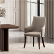 Connie Modern Wood Vegan Leather and Velvet Armchair in Taupe
