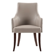 Connie Modern Wood Vegan Leather and Velvet Armchair in Taupe