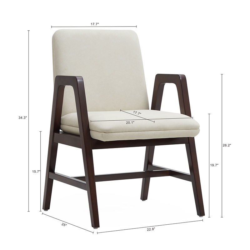 Stella Modern Wood Velvet Armchair in Cream