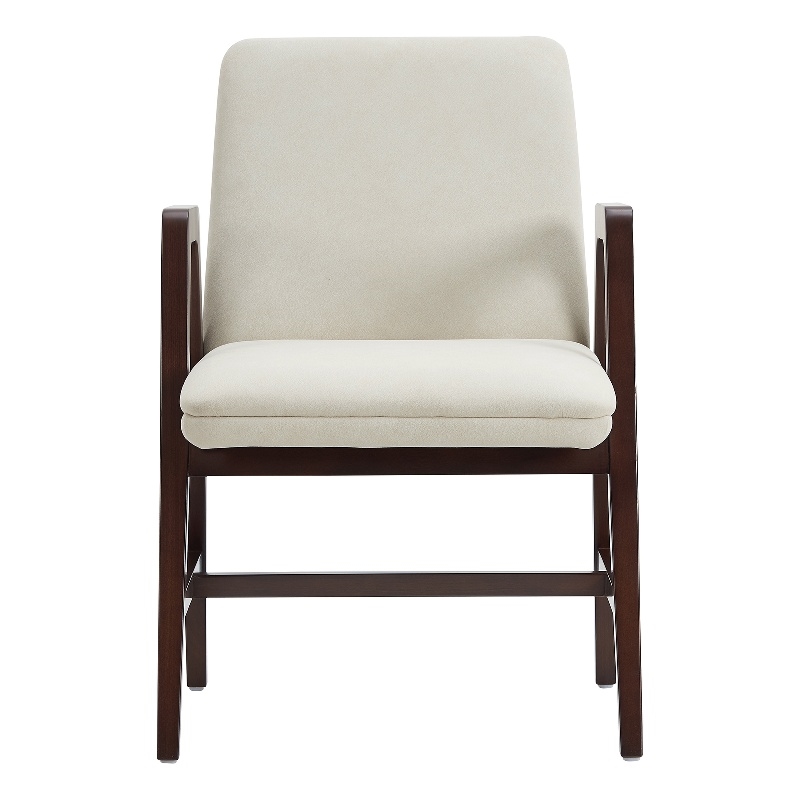 Stella Modern Wood Velvet Armchair in Cream