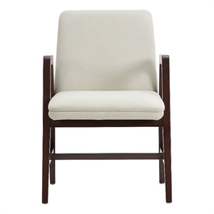 Stella Modern Wood Velvet Armchair in Cream