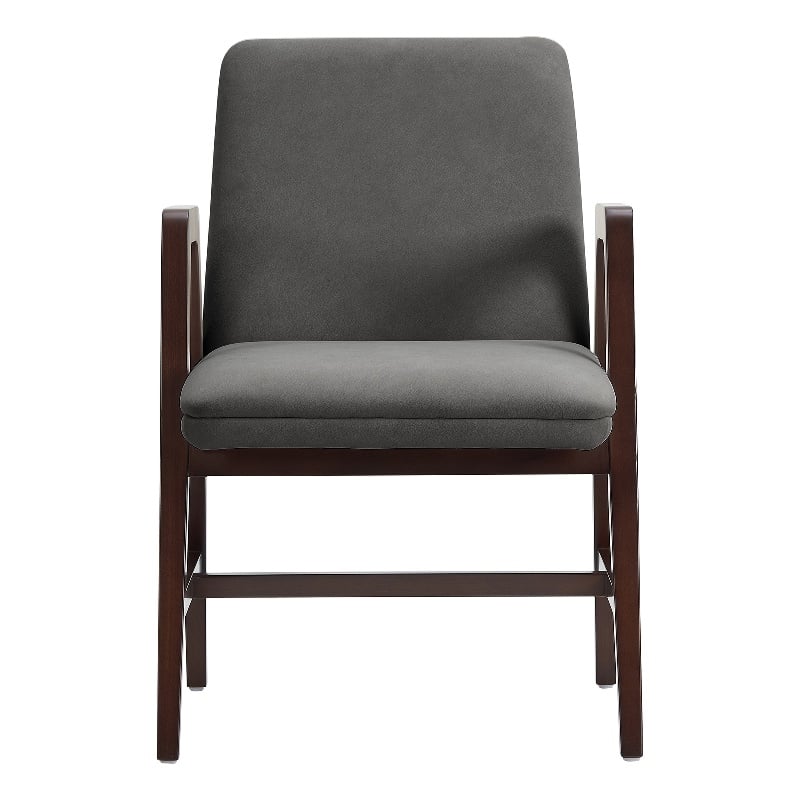 Stella Modern Wood Velvet Armchair in Graphite
