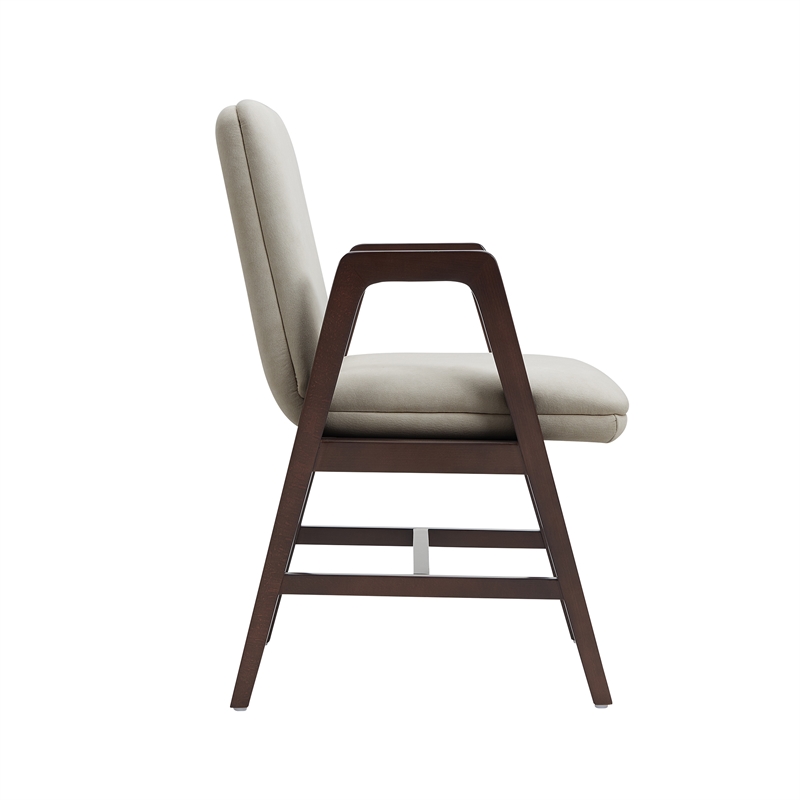 Stella Modern Wood Velvet Armchair in Champagne