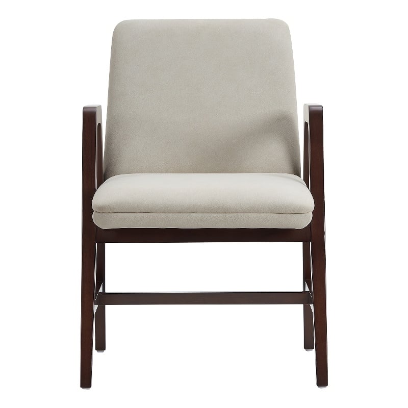 Stella Modern Wood Velvet Armchair in Champagne
