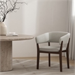 Blake Modern Wood Faux Mohair Armchair in Greige