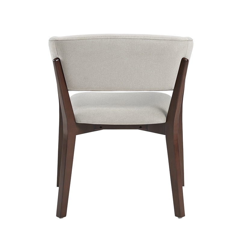 Blake Modern Wood Faux Mohair Armchair in Greige