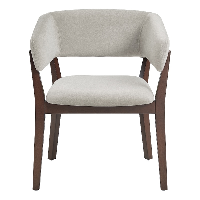 Blake Modern Wood Faux Mohair Armchair in Greige