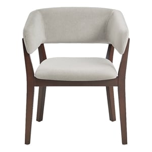Blake Modern Wood Faux Mohair Armchair in Greige