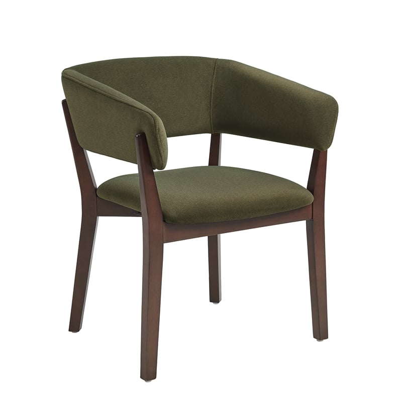 Blake Modern Wood Faux Mohair Armchair in Green